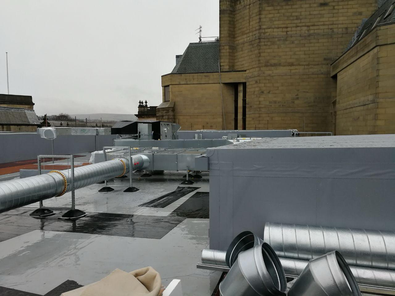 Rooftop plant and ductwork installation at the theatre